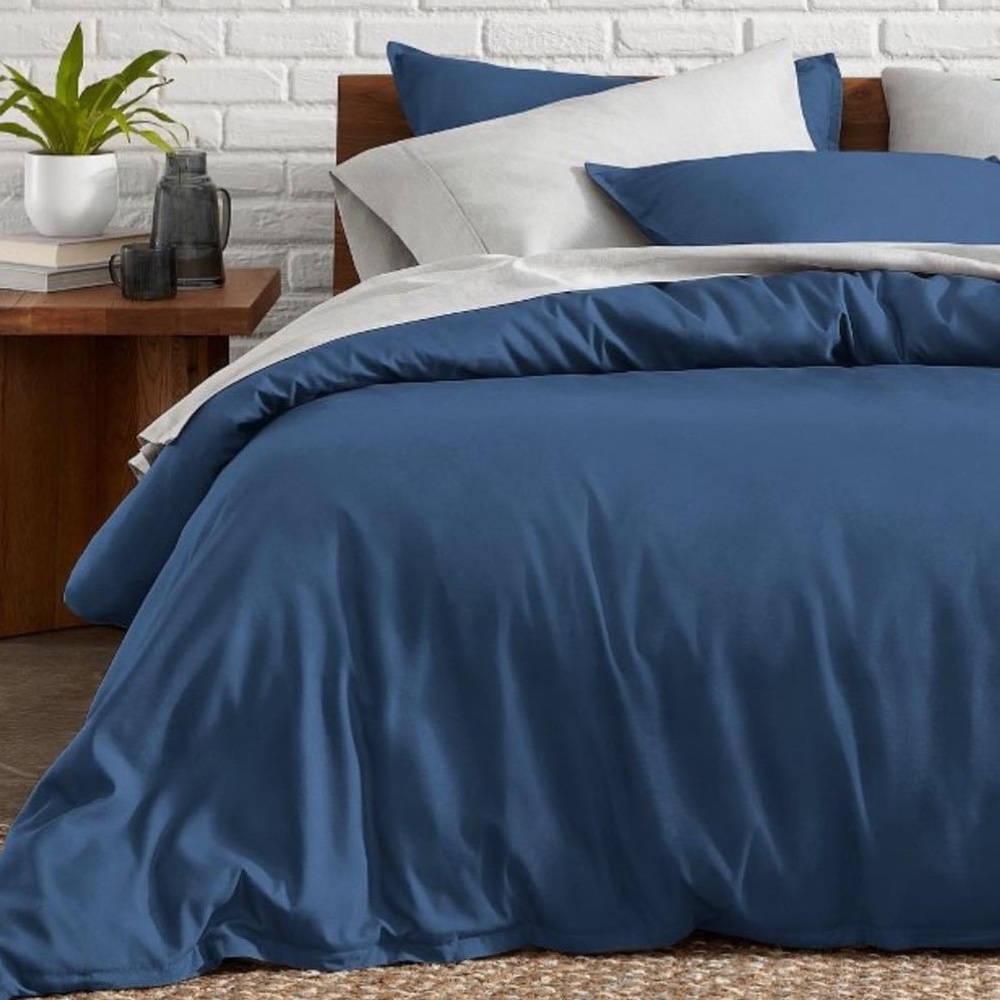 New Twin/Twin XL Dark Blue Microfiber Duvet Cover and Sham Set by Bare Home